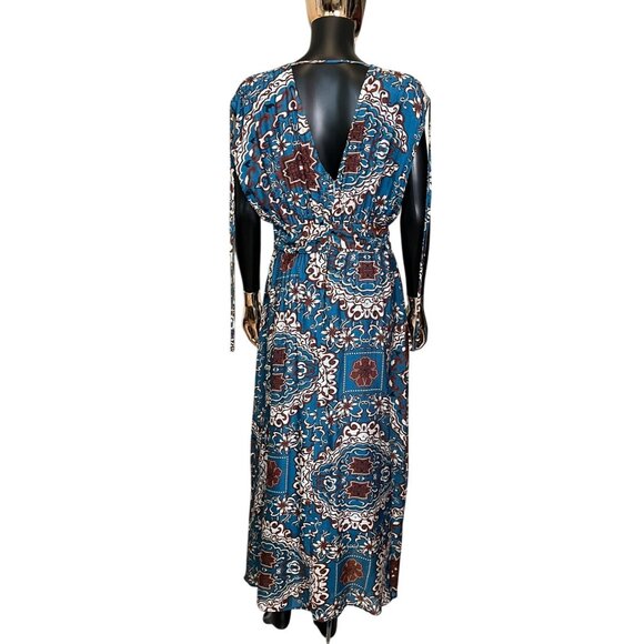 ✨ The Korner for Anthropologie Blue Boho Print Maxi Dress Size Medium NWT ✨ - Picture 7 of 15